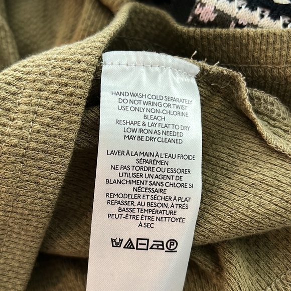 NWT Free People - We The Free - Mikah Layering Cuff Shirt Army Combo Med. - Picture 5 of 6